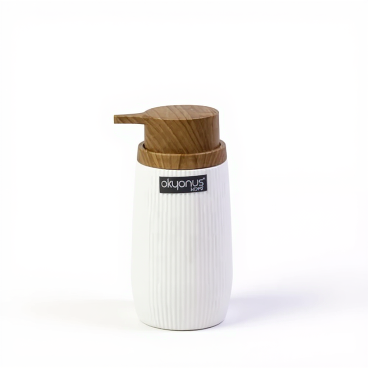 Striped Round Soap Dispenser Wooden Frame 300 ML