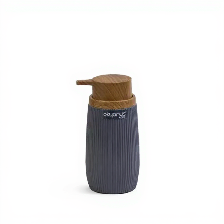 Striped Round Soap Dispenser Wooden Frame 300 ML