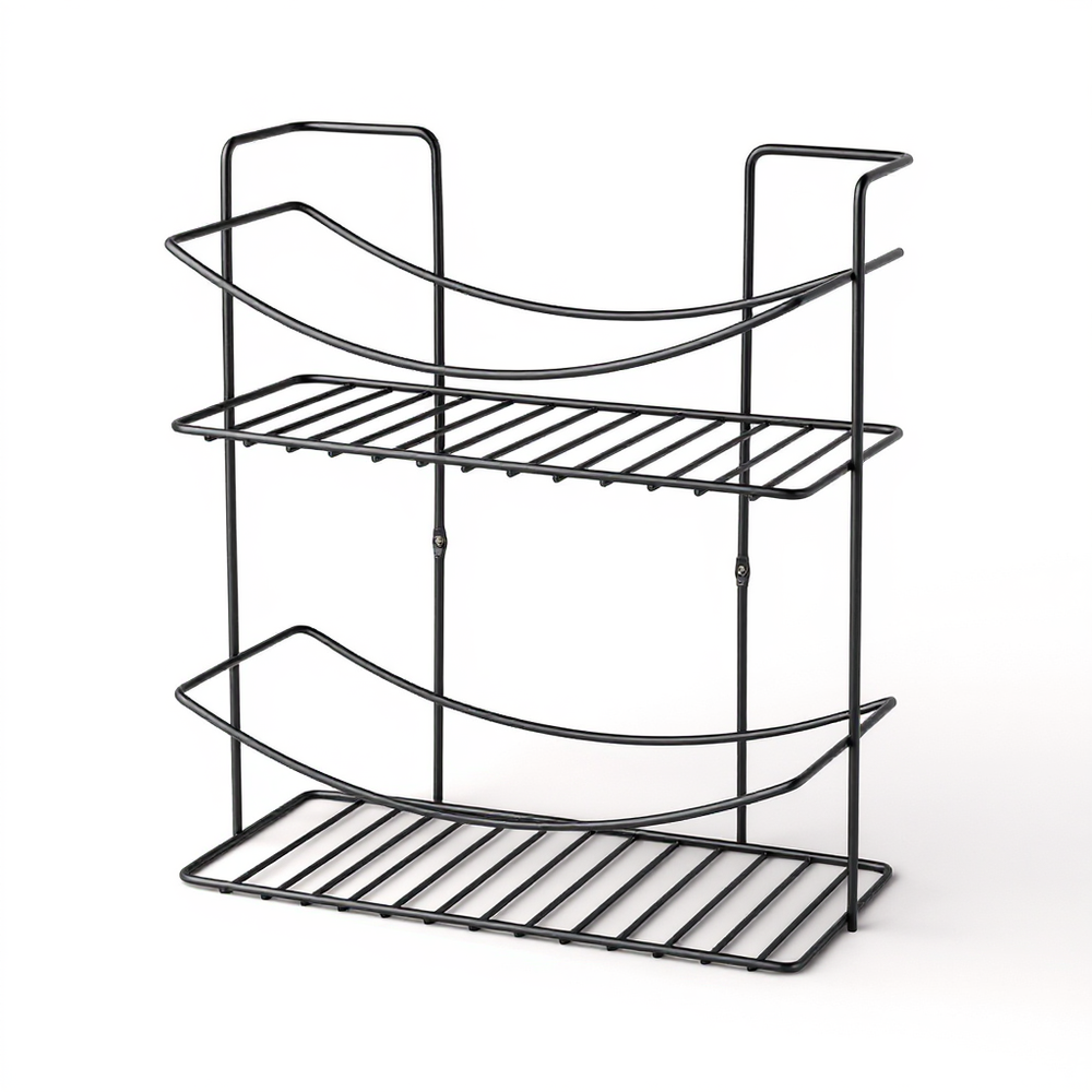 KIWAMETAL bathroom shelf Stainless steel black front view