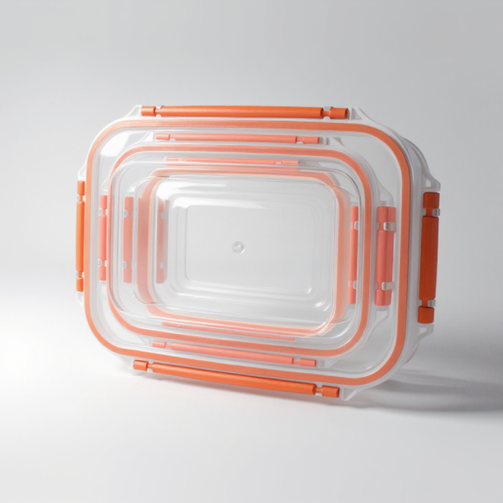 5 Pcs Rectangular Lunch Box Set-(550,1000,1800,3000,5000) ml