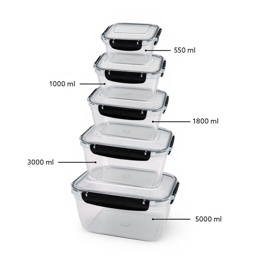 Dunya lunch box 550/1000/1800/3000/5000ml black front view