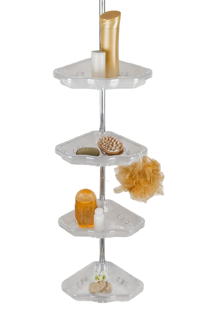 Bathroom Corner Shelves Aluminum Pole ,4 Tier