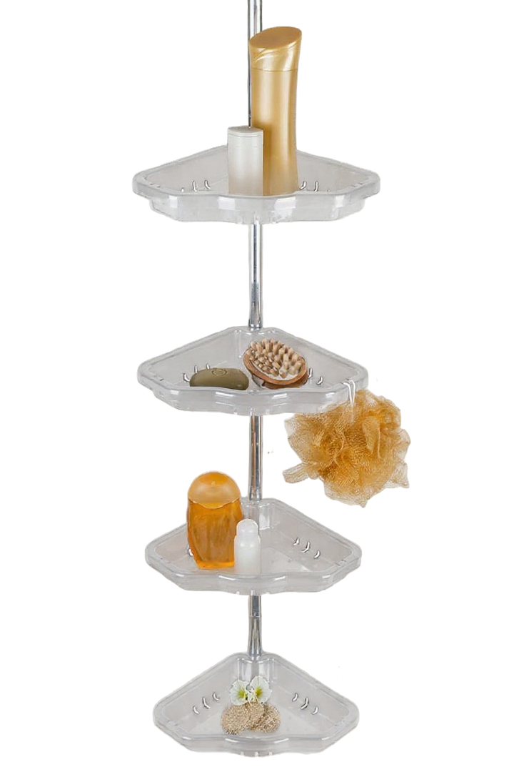Bathroom Corner Shelves Aluminum Pole ,4 Tier