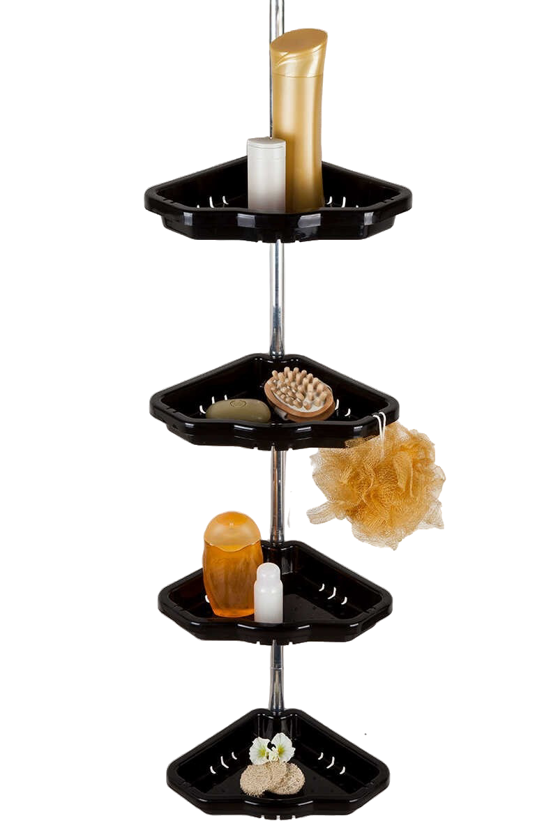 Bathroom Corner Shelves Aluminum Pole ,4 Tier