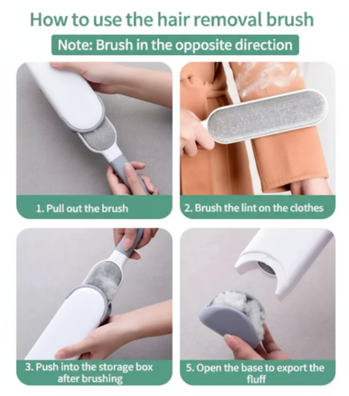 Double-Sided Pet Hair Remover, Reusable Brush.