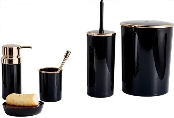 Acrylic Bathroom Set 5 Pieces with Gold Frame