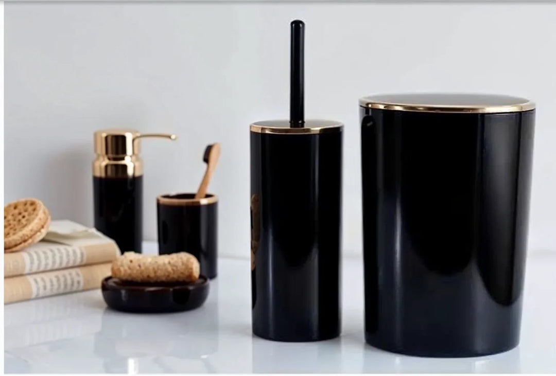 Acrylic Bathroom Set 5 Pieces with Gold Frame