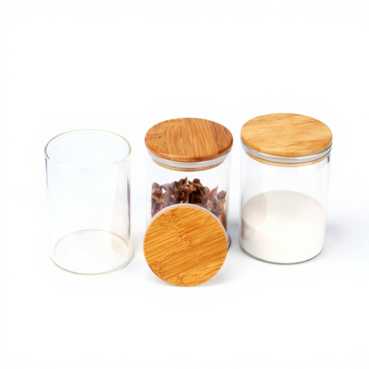 Acrylic Spice Jar Set with Wooden Tray