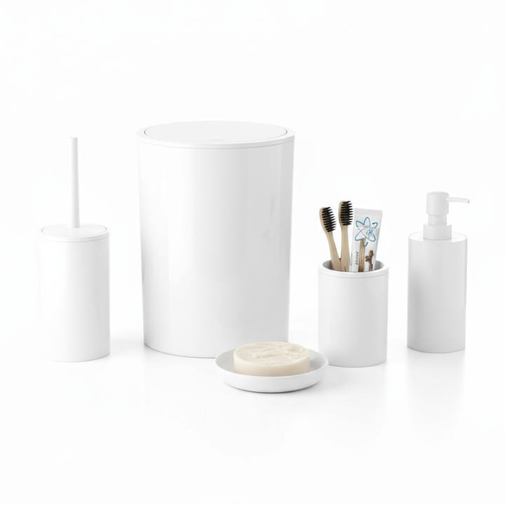 5-Piece Plastic Bathroom Accessories Set.