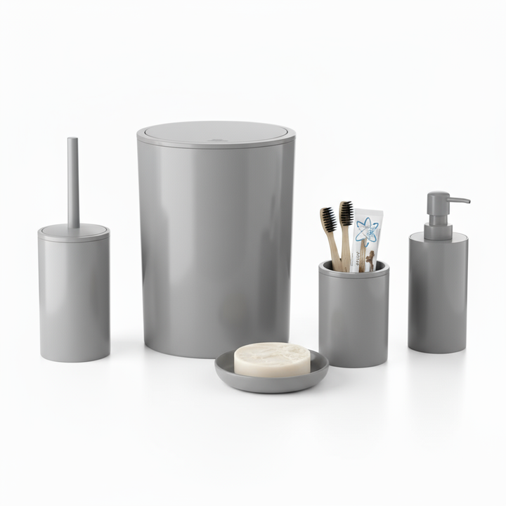 5-Piece Plastic Bathroom Accessories Set.