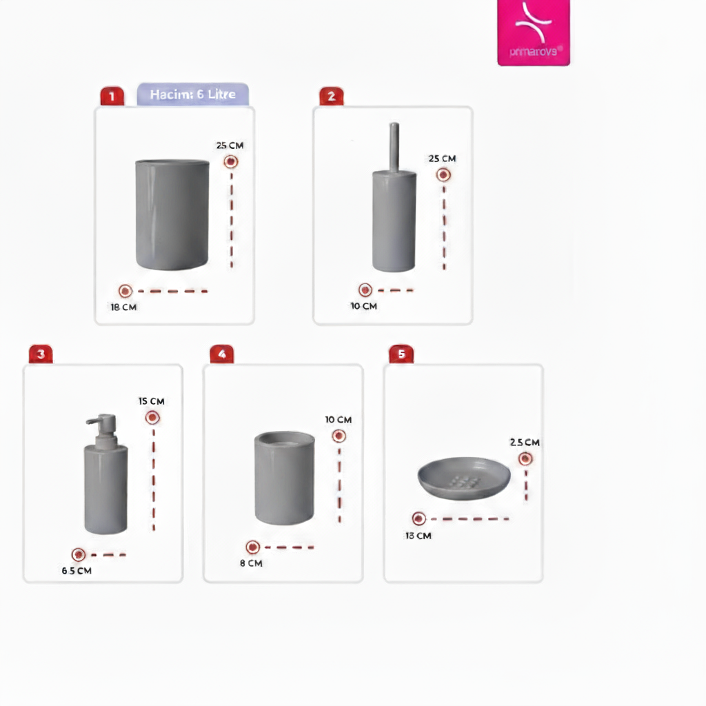 5-Piece Plastic Bathroom Accessories Set.