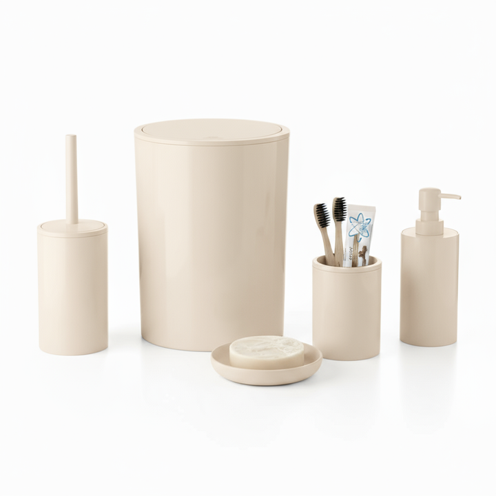 5-Piece Plastic Bathroom Accessories Set.