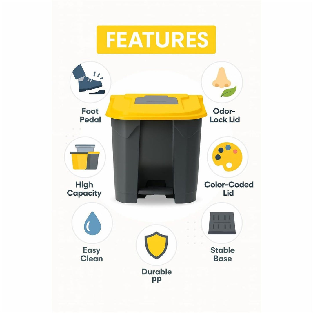 30 L Waste Sorting Bin 44.5 × 40.5 × 42.5 cm with Snap On Lid
