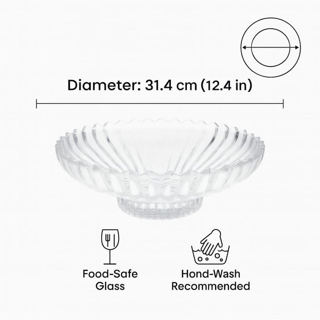 Non-Toxic Footed Salad Serving Bowl 31.4 cm Wide on a Pedestal