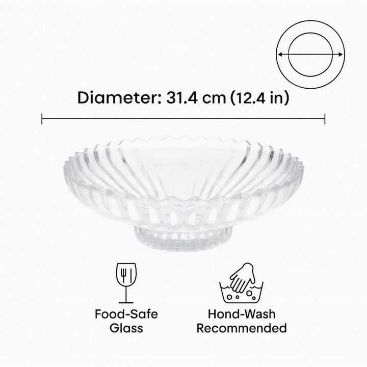 Non-Toxic Footed Salad Serving Bowl 31.4 cm Wide on a Pedestal