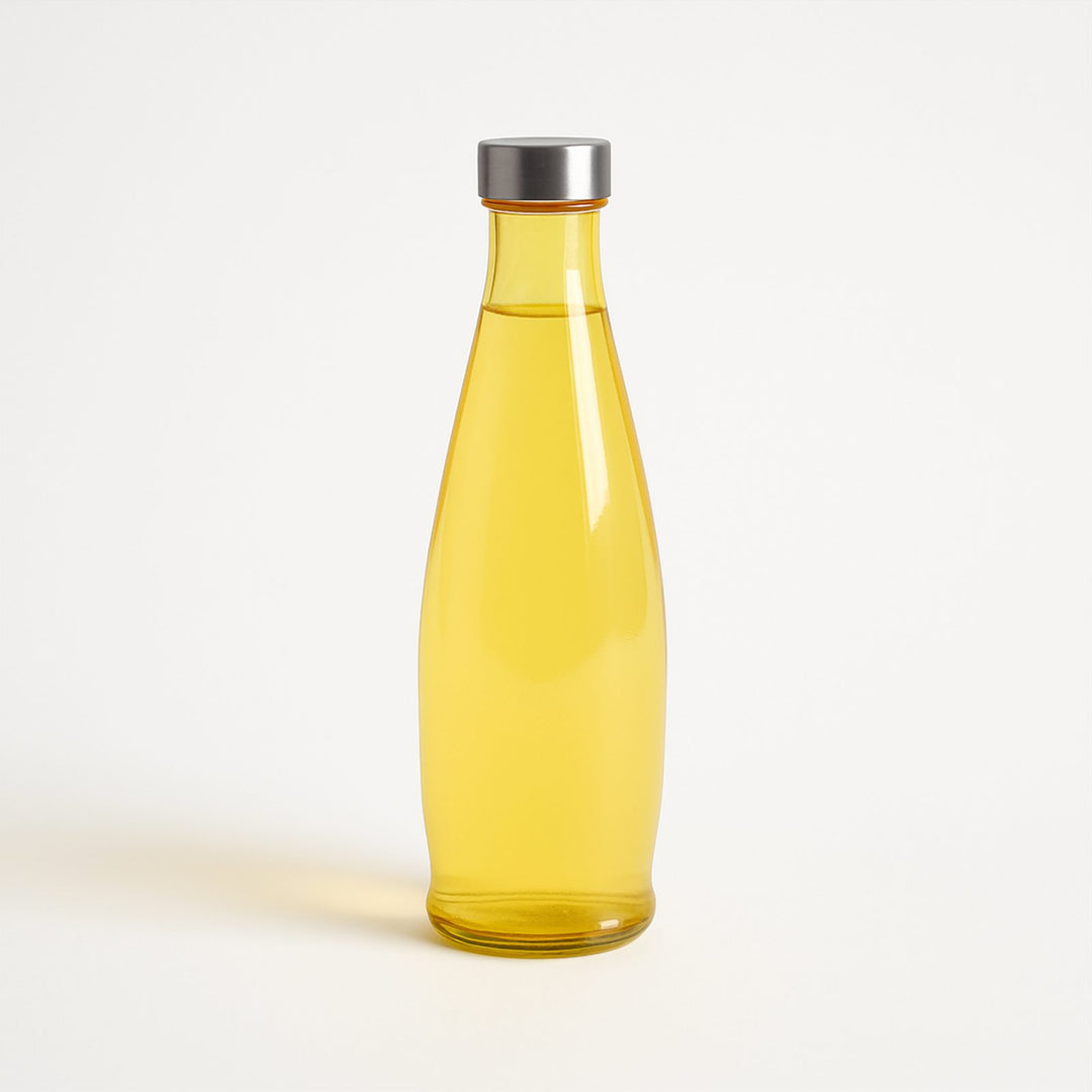 Clear Glass Water Bottle 1 L for the Table, Desk and Fridge
