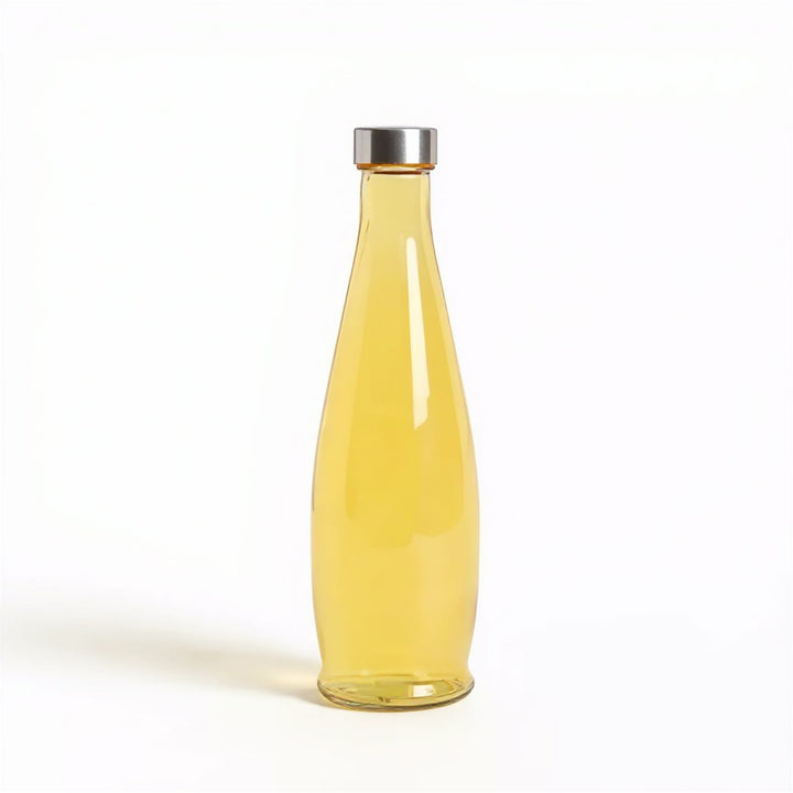 Clear Glass Water Bottle 1 L for the Table, Desk and Fridge