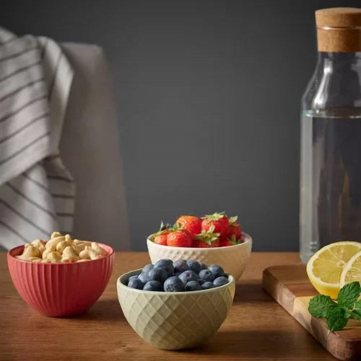3 Piece Nut and Snack Bowl Set in Mixed Colours for Guests