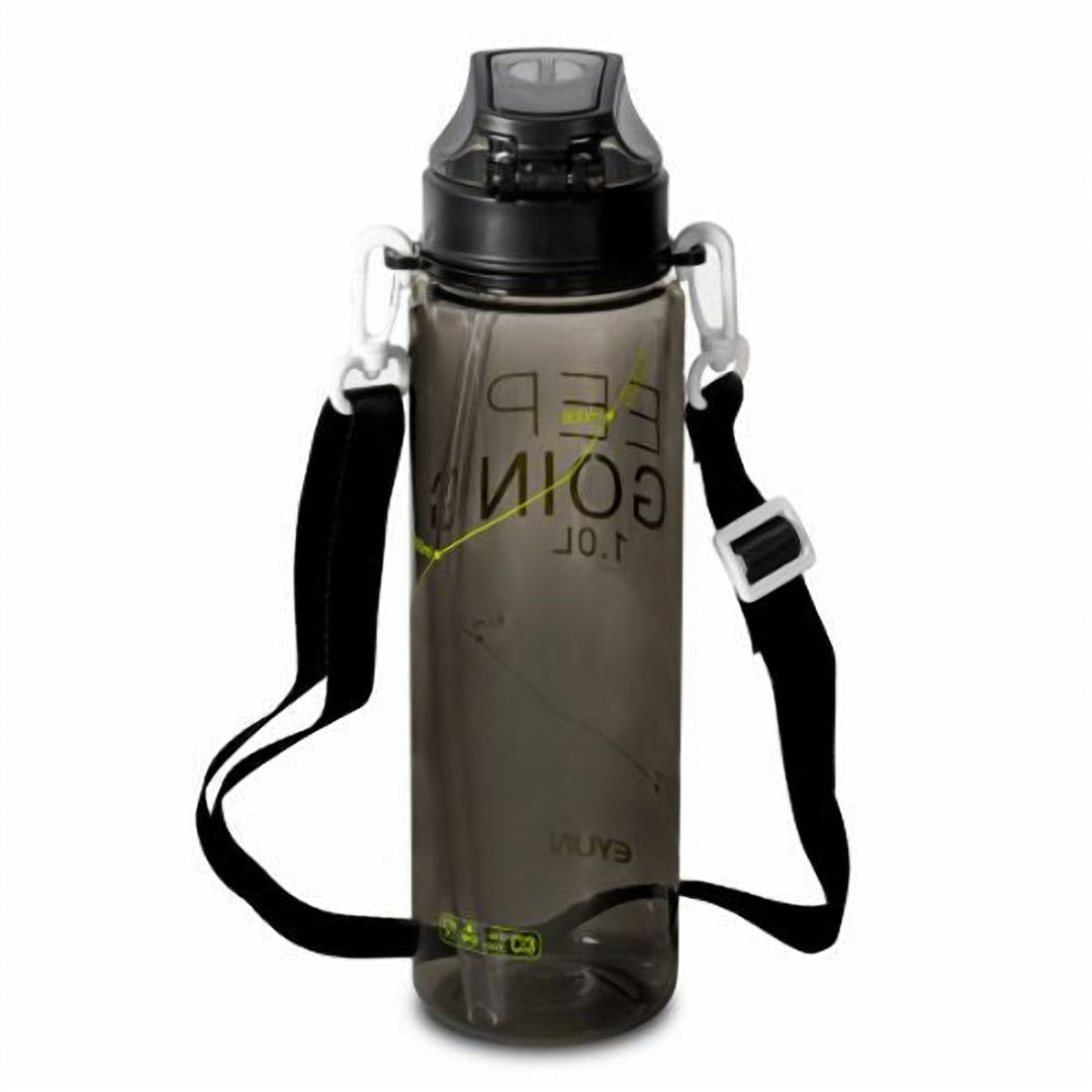 Airtight 1 L Plastic Sports Water Bottle with Straw and Strap