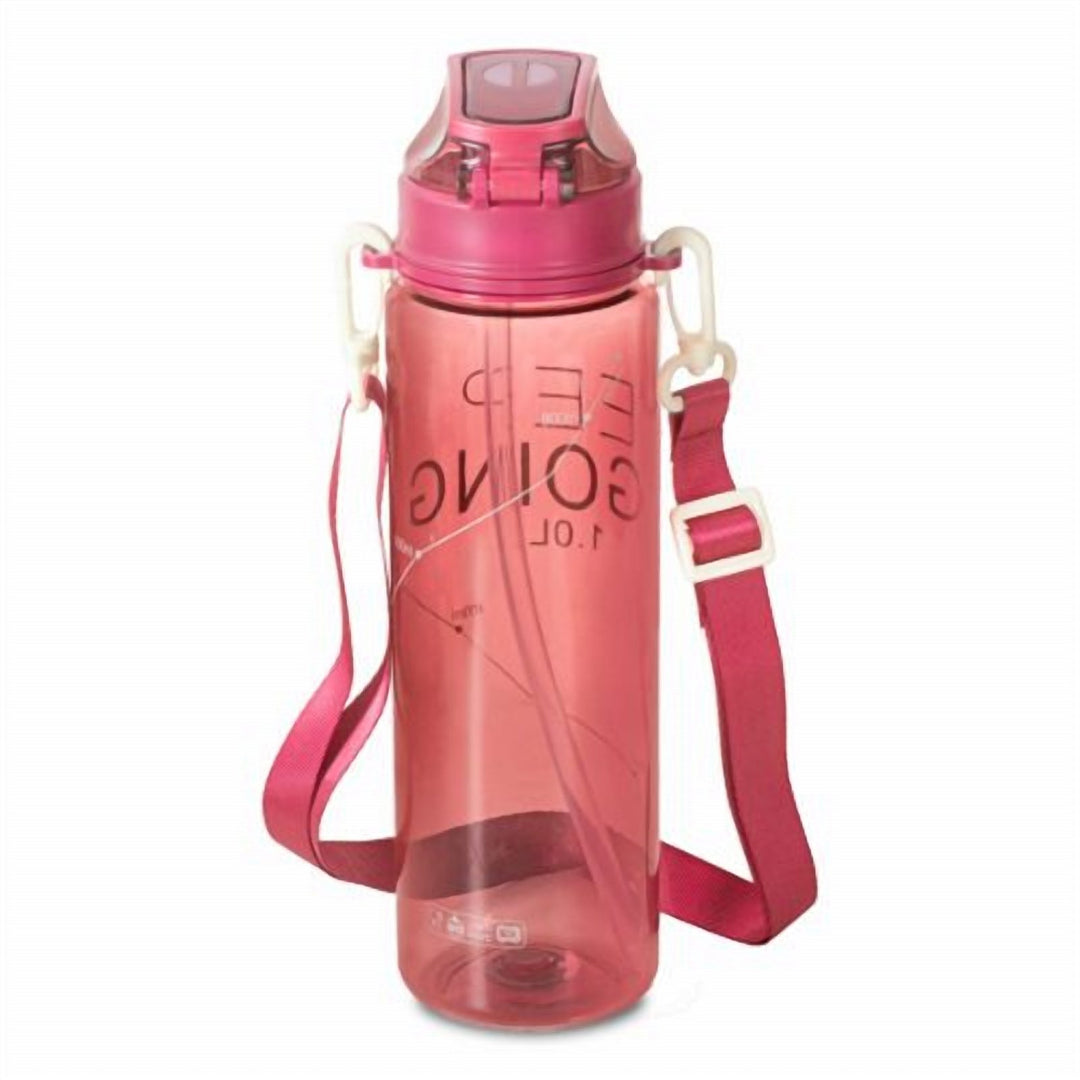 Airtight 1 L Plastic Sports Water Bottle with Straw and Strap