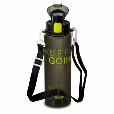 Airtight 1 L Plastic Sports Water Bottle with Straw and Strap
