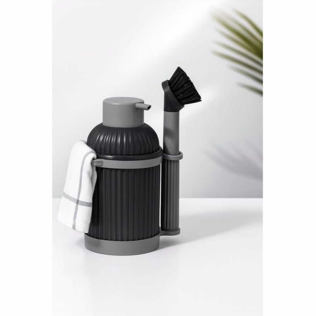 3-Piece Sink Set with 900 ml Soap Dispenser, Brush and Cloth Hanger