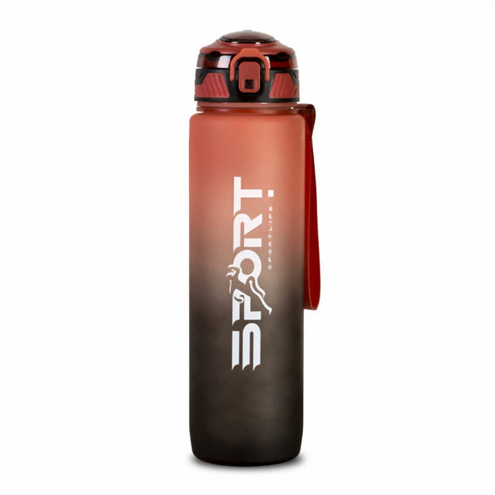 Straw Lid Sports Water Bottle 1 L, Plastic with Time Marker