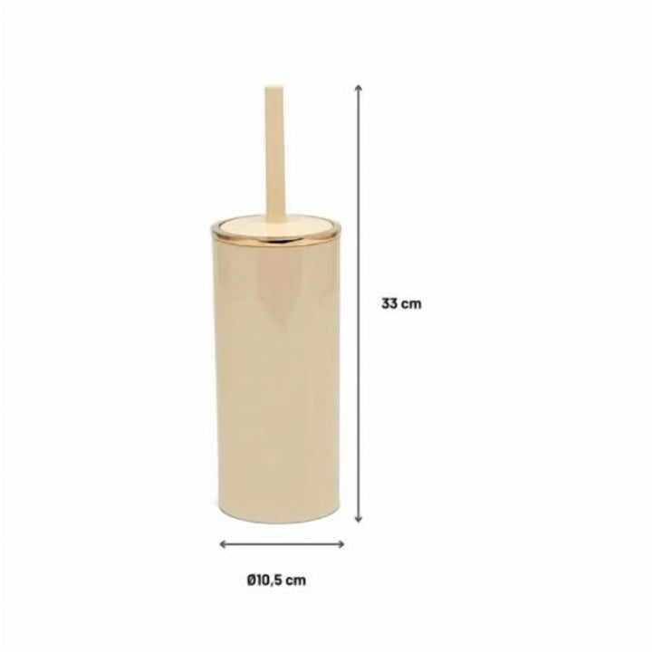 Rust Resistant Toilet Brush with Golden Ring Lid and Holder