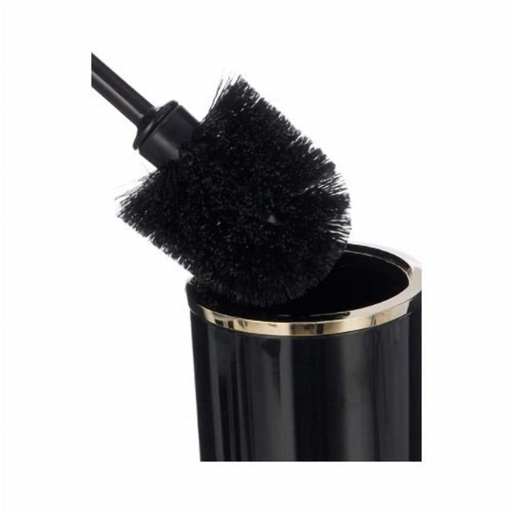 Rust Resistant Toilet Brush with Golden Ring Lid and Holder