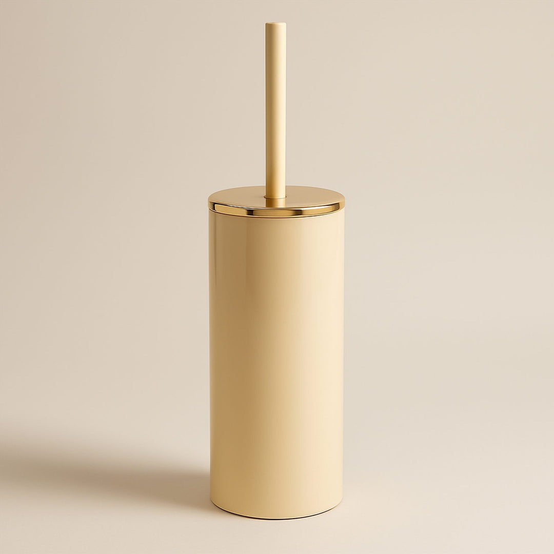 Rust Resistant Toilet Brush with Golden Ring Lid and Holder