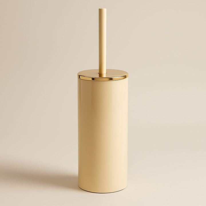 Rust Resistant Toilet Brush with Golden Ring Lid and Holder