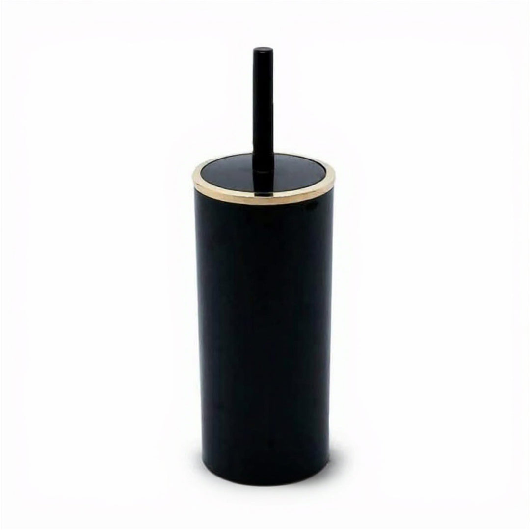 Rust Resistant Toilet Brush with Golden Ring Lid and Holder