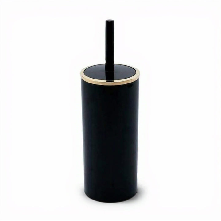 Rust Resistant Toilet Brush with Golden Ring Lid and Holder