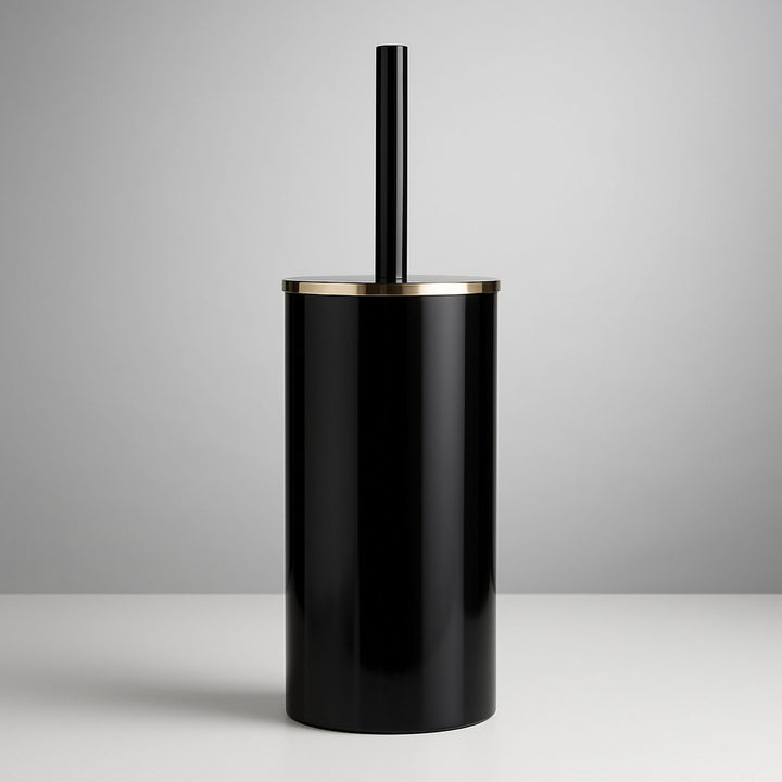 Rust Resistant Toilet Brush with Golden Ring Lid and Holder