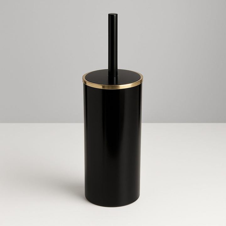 Rust Resistant Toilet Brush with Golden Ring Lid and Holder