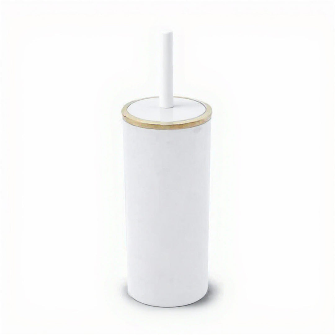 Rust Resistant Toilet Brush with Golden Ring Lid and Holder