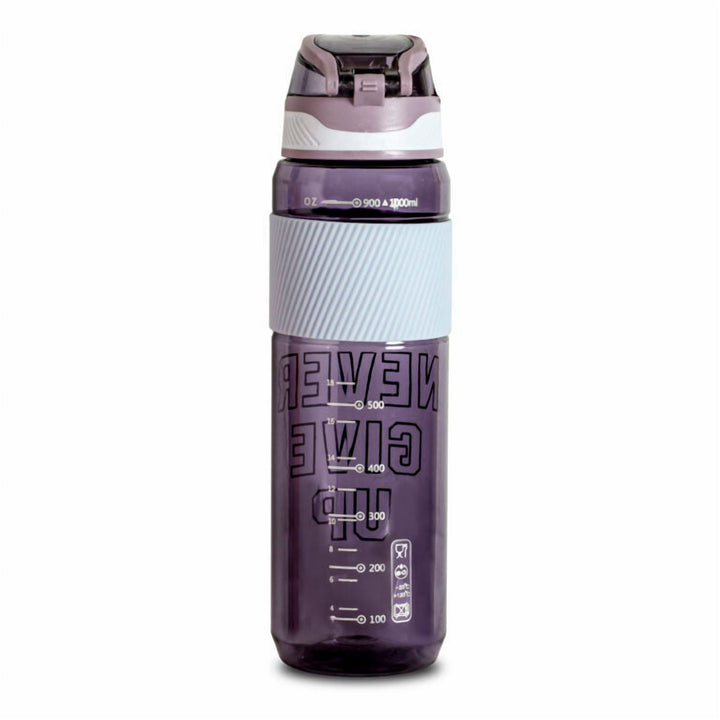 1 L Plastic Water Bottle with Lock Lid, Easy Grip and Strap