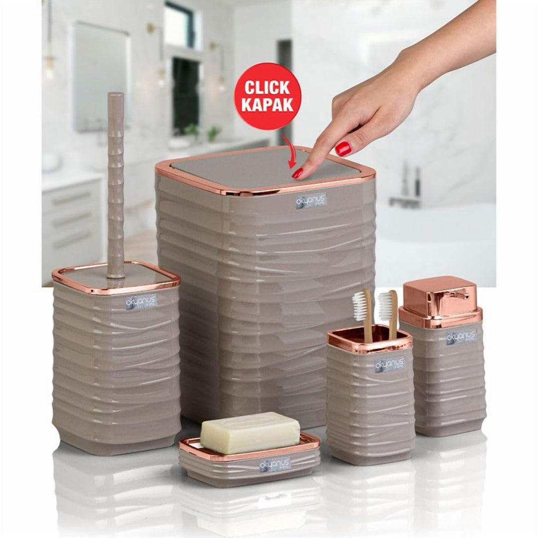 Matte Easy-Clean 5 Piece Bathroom Set with Soap Dispenser