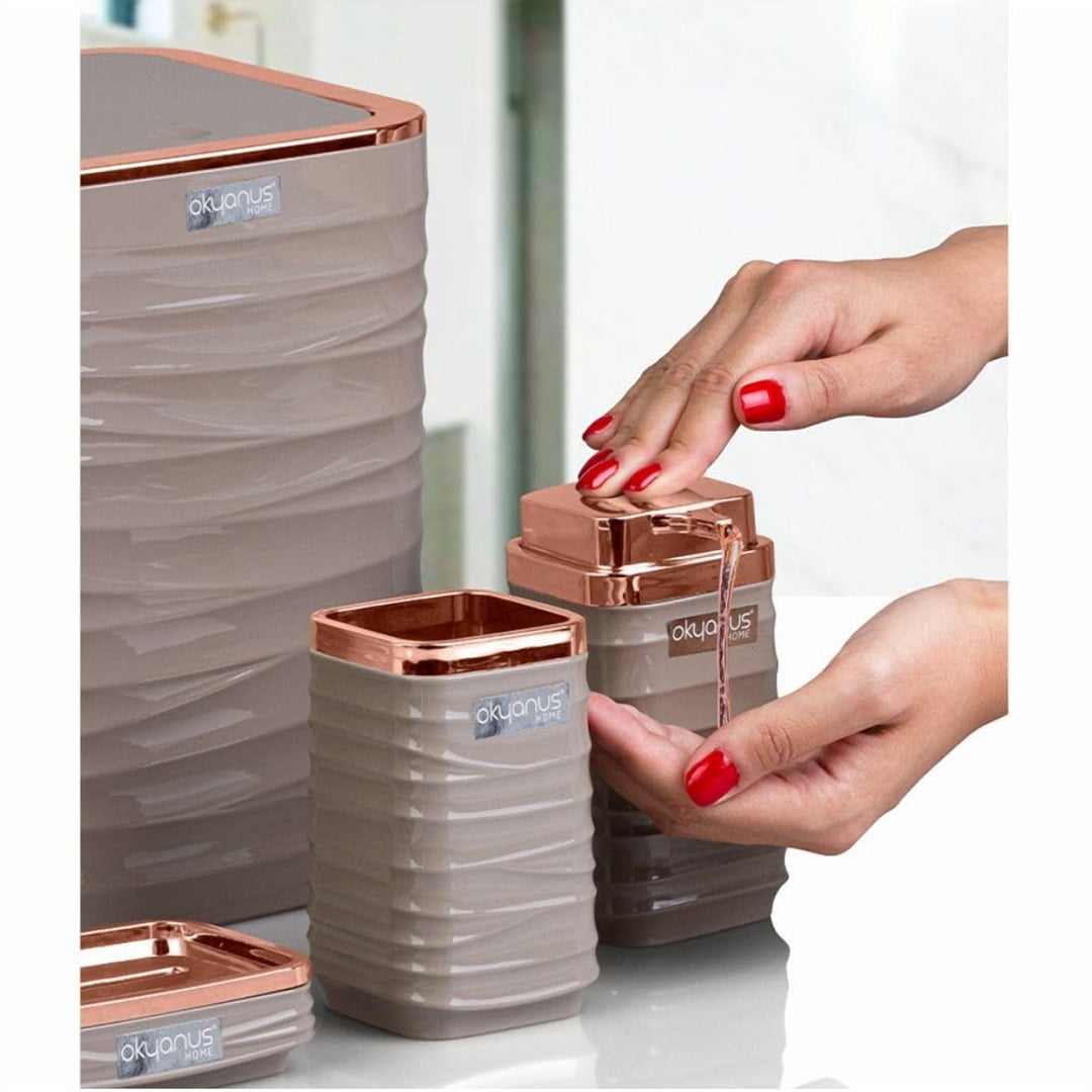 Matte Easy-Clean 5 Piece Bathroom Set with Soap Dispenser