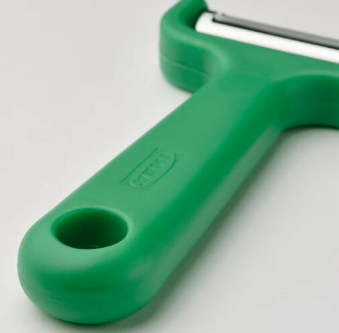 Bright Green Vegetable Peeler with an Ergonomic Grip Handle