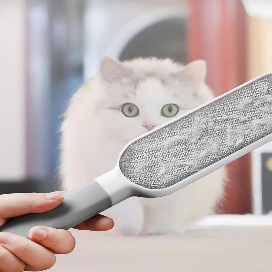 Reusable Double-Sided Pet Hair Brush with Self-Cleaning Base