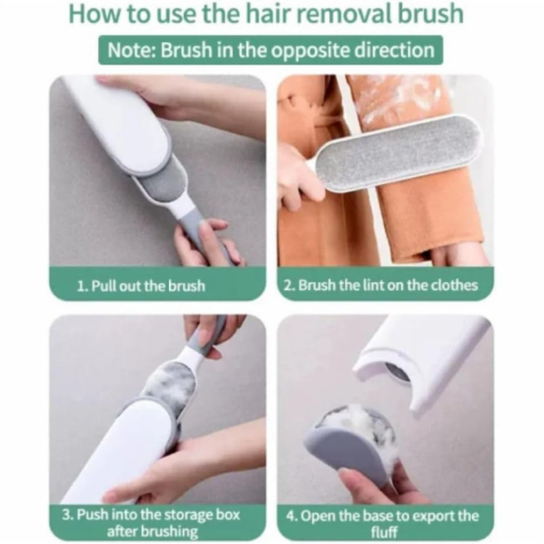 Reusable Double-Sided Pet Hair Brush with Self-Cleaning Base