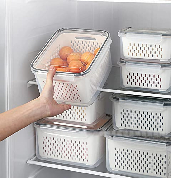 Food Storage Container with Drain Strainer 0.8 L or 1.6 L