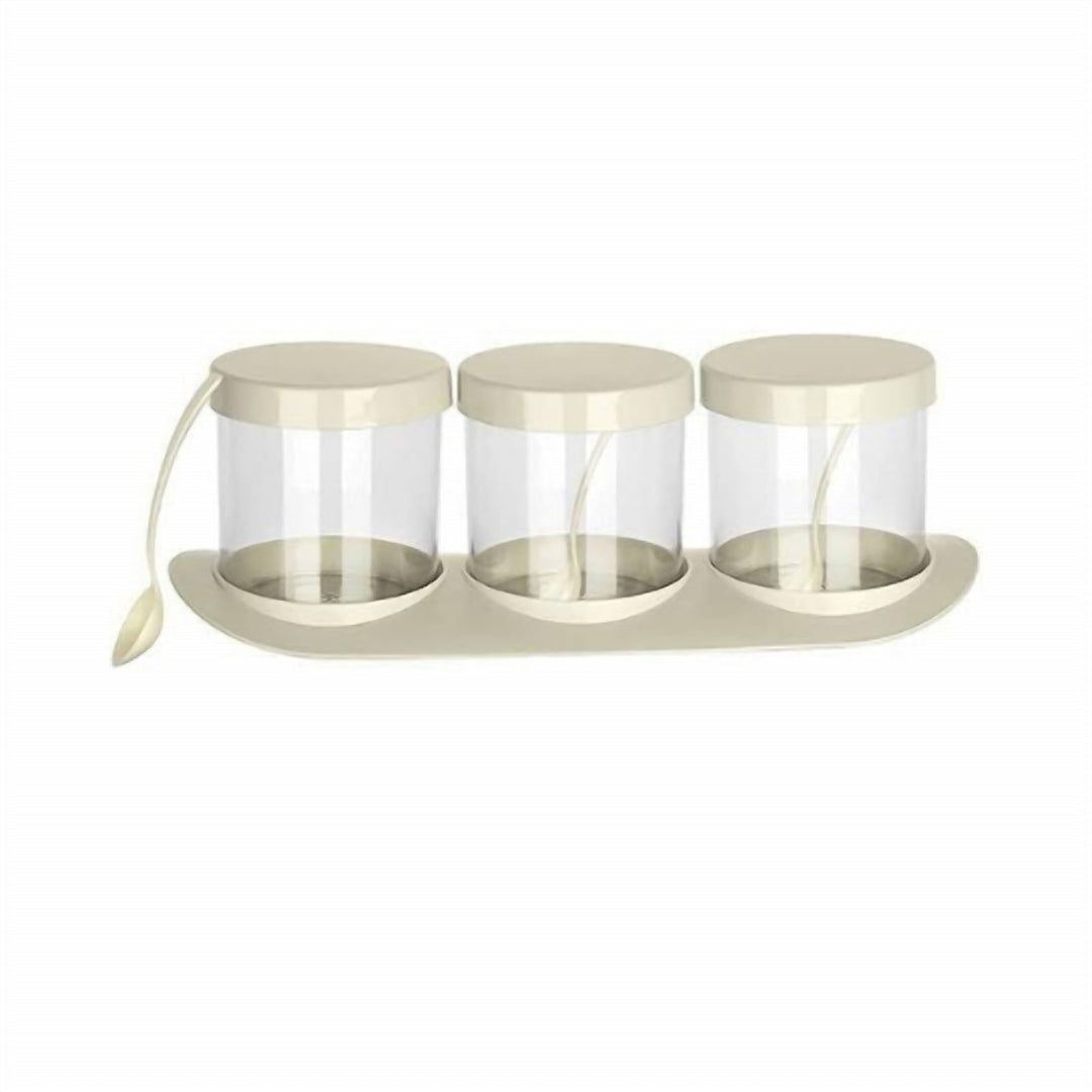 Set of 3 Spice Jars 500 ml Each with a Spoon in Every Lid