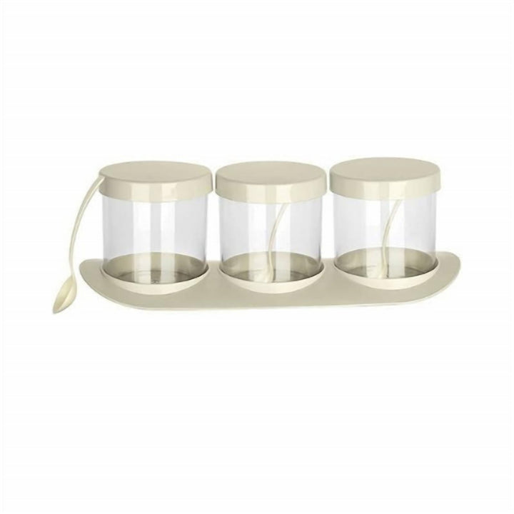 Set of 3 Spice Jars 500 ml Each with a Spoon in Every Lid