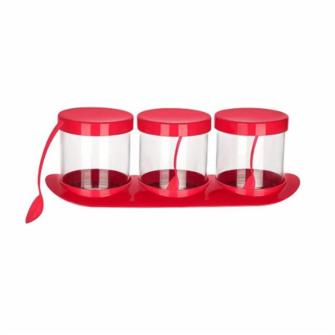 Set of 3 Spice Jars 500 ml Each with a Spoon in Every Lid