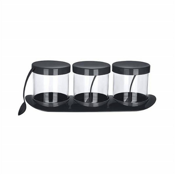 Set of 3 Spice Jars 500 ml Each with a Spoon in Every Lid