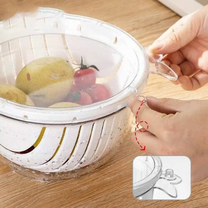 Double Layer Draining Basket with Washing Basin for Rice and Herbs