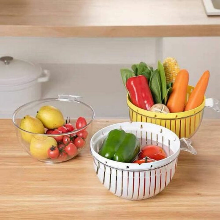 Double Layer Draining Basket with Washing Basin for Rice and Herbs