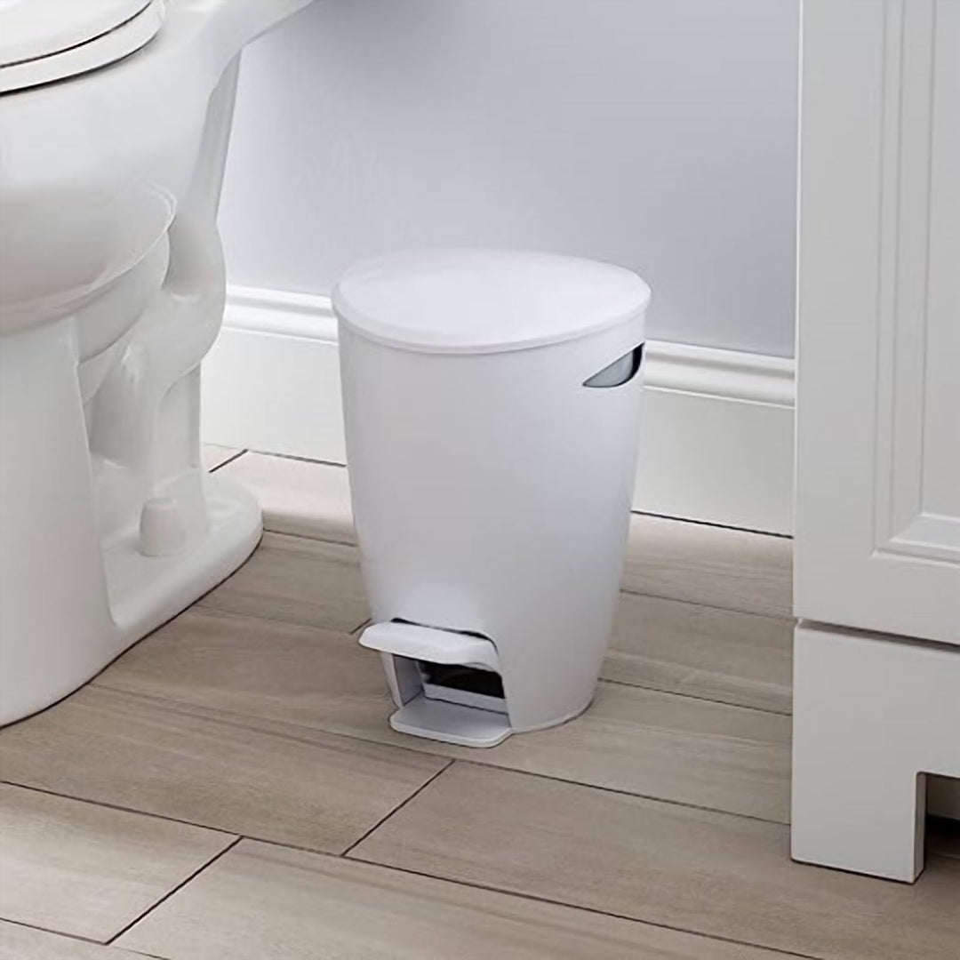 Foot Pedal Waste Basket for the Bathroom, Lid Stays Closed